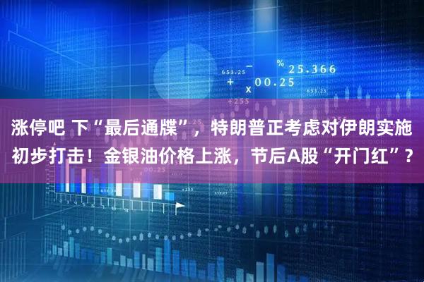 涨停吧 下“最后通牒”，特朗普正考虑对伊朗实施初步打击！金银油价格上涨，节后A股“开门红”？