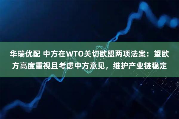 华瑞优配 中方在WTO关切欧盟两项法案：望欧方高度重视且考虑中方意见，维护产业链稳定